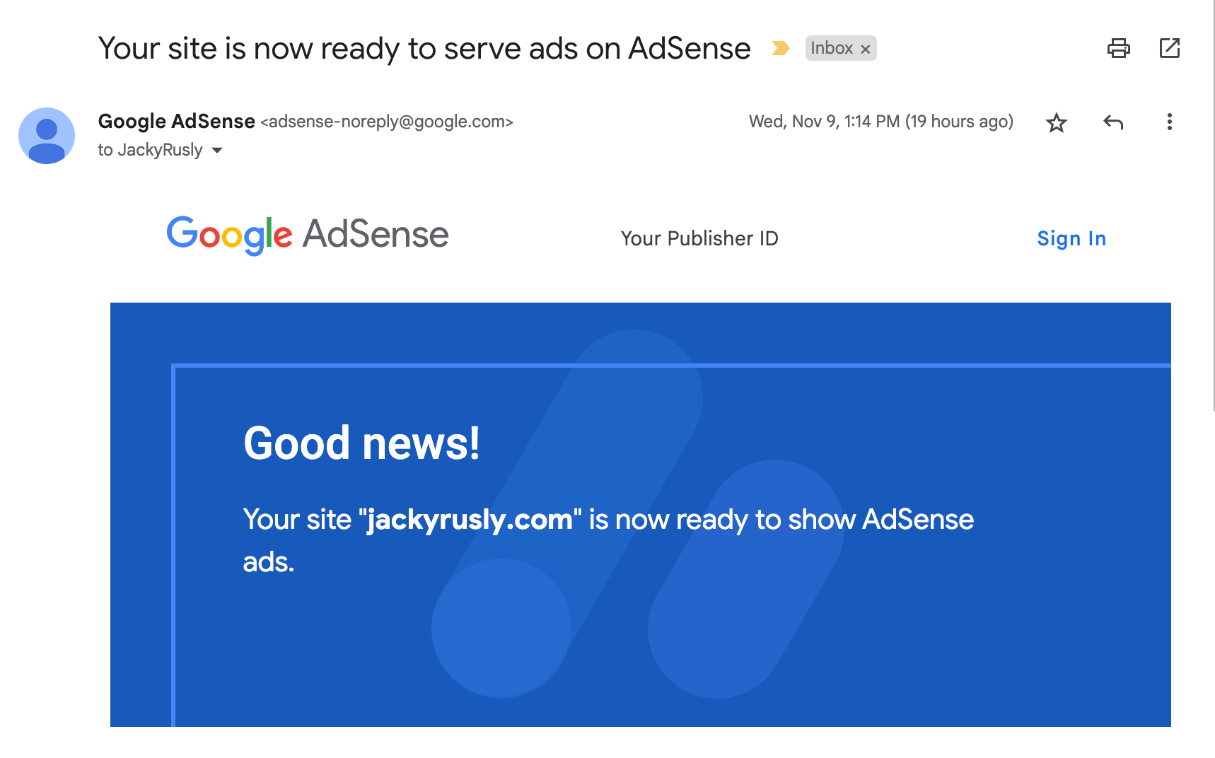 Google Adsense Approved