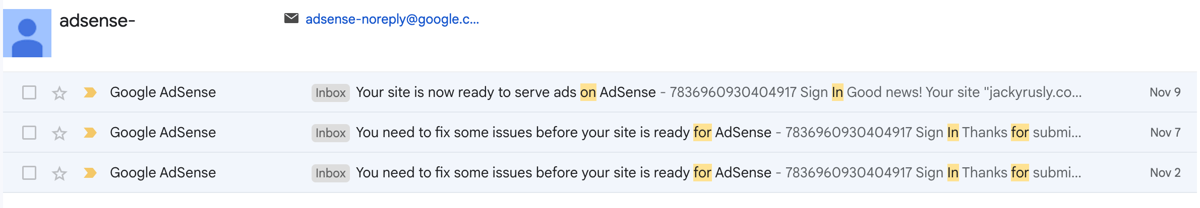 Google Adsense Email Approved